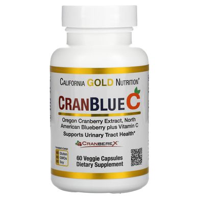 Витамины для здоровья мочевыводительных путей California Gold Nutrition (CranBlueC Cranberry Blueberry Vitamin C) 60 вегетарианских капсул купить в Киеве и Украине