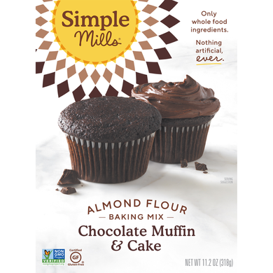 Натуральна суміш мигдального борошна без глютену, шоколадний кекс і торт, Simple Mills, 10,4 унції (295 г)