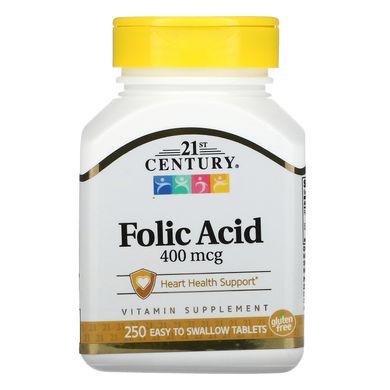 Фолієва кислота 21st Century (Folic Acid) 400 мкг 250 таблеток