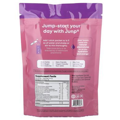 JUNP Hydration, электролитная порошковая смесь, со вкусом винограда, 20 пакетиков по 3,6 г (0,13 унции) купить в Киеве и Украине