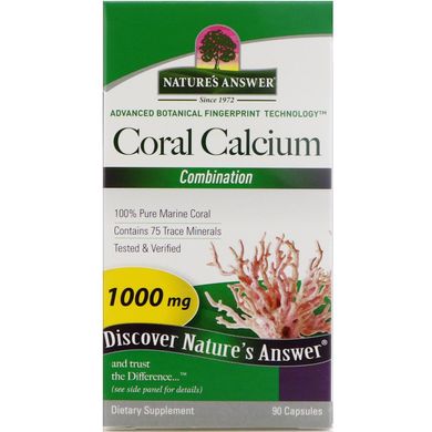Кальцій з коралів, комплекс, Nature's Answer, 1000 мг, 90 капсул