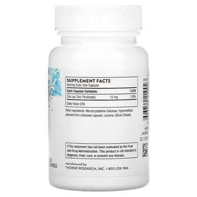 Цинк Піколинат Thorne Research (Zinc Picolinate) 15 мг 60 капсул