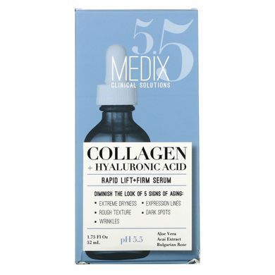 Medix 5.5, Коллаген + гиалуроновая кислота, быстрое лифтинг + твердая сыворотка, 1,75 жидких унций (52 мл) купить в Киеве и Украине