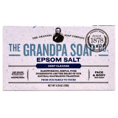 Брускове мило для обличчя і для тіла, глибоко очищає, з англійською сіллю, Grandpa's, 4,25 унції (120г)