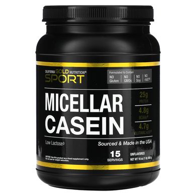 Міцелярний казеїновий протеїн без ароматизаторів California Gold Nutrition (Micellar Casein Protein Unflavored) 454 г