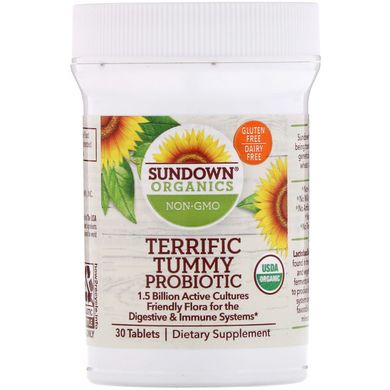 Пробіотик для схуднення, Terrific Tummy Probiotic, Sundown Organics, 15 Billion CFU, 30 таблеток