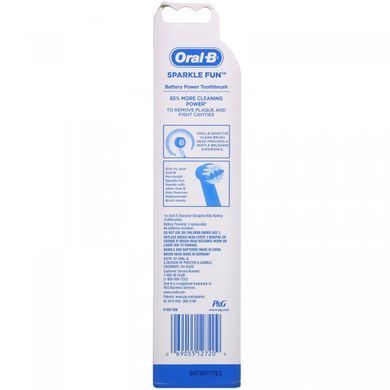 Toothbrush with Battery Power, Battery Power Toothbrush, Sparkle Fun, Oral-B, 1 Toothbrush.