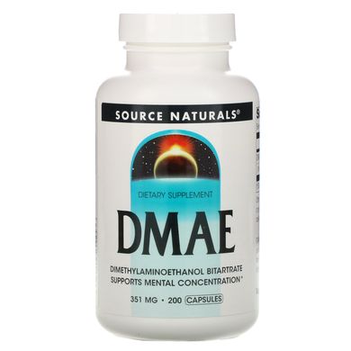 ДМАЕ, DMAE, Source Naturals, 351 мг, 200 капсул