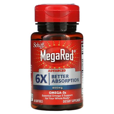 Schiff, MegaRed, покращені омега-3, 800 мг, 40 м'яких таблеток