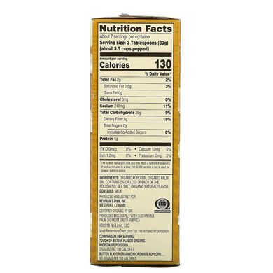 Newman's Own Organics, Органічний попкорн для мікрохвильових печей, легка олія, 3 пакетики по 2,8 унції (79 г) кожен