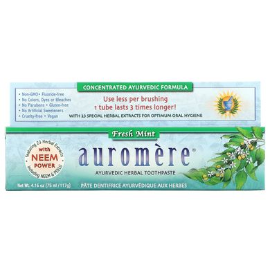 Зубная паста аюрведическая свежая мята Auromere (Toothpaste) 75 мл купить в Киеве и Украине