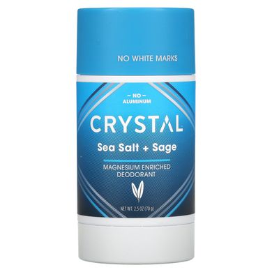 Crystal Body Deodorant, Дезодорант, збагачений магнієм, морська сіль + шавлія, 2,5 унції (70 г)