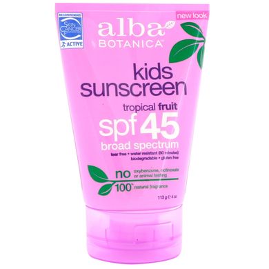 Детский солнцезащитный крем SPF 45 Alba Botanica (Kids Sunscreen) тропические фрукты 113 г купить в Киеве и Украине