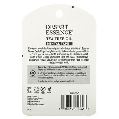 Зубная нить с маслом чайного дерева вощеная Desert Essence (Dental Tape) 27.4 м купить в Киеве и Украине