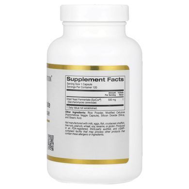 Эпикор сухой дрожжевой ферментат California Gold Nutrition (EpiCor Dried Yeast Fermentate) 500 мг 120 вегетарианских капсул купить в Киеве и Украине