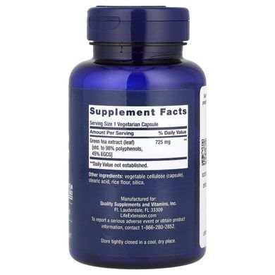 Мега экстракт зеленого чая, небольшое содержание кофеина, Mega Green Tea Polyphenol Extract, Life Extension, 100 растительных капсул купить в Киеве и Украине
