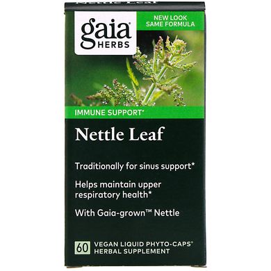 Лист кропиви, Gaia Herbs, 60 рідких фіто-капсул на рослинній основі