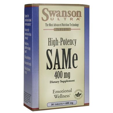 Високоефективний Ж, High-Potency SAMe, Swanson, 400 мг, 30 таблеток