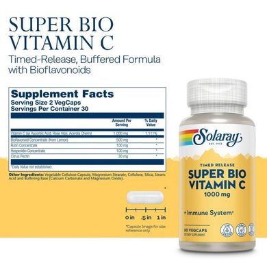 Буферизированный витамин С Solaray (Bio C Buffered) 1000 мг 60 вегетарианских капсул купить в Киеве и Украине