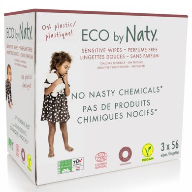 Органічні серветки без запаху ЕКОНОМ упаковка ECO BY NATY Wet Wipes Triple Pack 3 упаковки по 56 шт