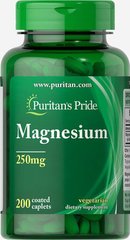 Магній, Magnesium, Puritan's Pride, 250 мг, 200 таблеток