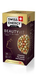 Витамины и минералы для красоты, BEAUTYVIT ACE+Zn+Se+CoQ10+Biotin, Swiss Energy, 30 капсул купить в Киеве и Украине