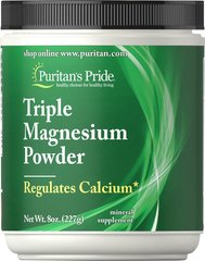 Магній потрійний порошок Puritan's Pride (Triple Magnesium Powder) 400 мг 227 г