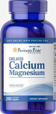 Кальцій Магній хелатований, Calcium Magnesium Chelated, Puritan's Pride, 500 мг / 250 мг, 250 таблеток
