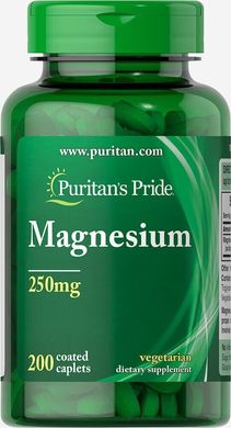 Магний, Magnesium, Puritan's Pride, 250 мг, 200 таблеток купить в Киеве и Украине