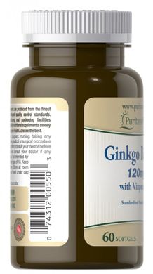 Гінкго білоба з Вінпоцетину, Ginkgo Biloba with Vinpocetine, Puritan's Pride, 120 мг, 60 капсул