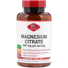 Цитрат магнію Olympian Labs Inc. (Magnesium Citrate) 400 мг 100 капсул