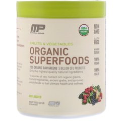 Фрукти і овочі, органічні суперпродукти, без добавок, з нейтральним смаком, MusclePharm, 7,83 унції