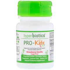 PRO-Kids ENT, полуниця і ваніль, Без цукру, Hyperbiotics, 7 жувальних таблеток