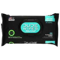 Dude Products, Серветки, що змиваються, м'ятний холод, 48 серветок
