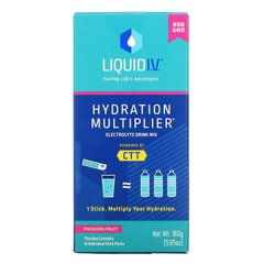 Liquid IV, Hydration Multiplier, суміш для напоїв з електролітом, маракуйя, 10 окремих пакетів у стиках, по 0,56 унції (16 г) кожна