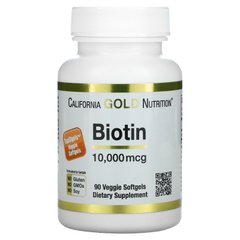 Биотин California Gold Nutrition (Biotin) 10000 мкг 90 мягких капсул купить в Киеве и Украине