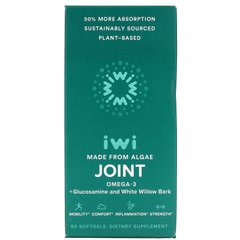 iWi, Joint, Омега-3 + глюкозамін та кора білої верби, 60 м'яких таблеток