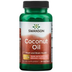 Кокосова олія з сертифікованим органічним кокосовою олією, Coconut Oil Made with Certified Orгanic Coconut Oil, Swanson, 60 капсул