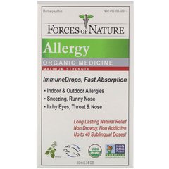Засіб від алергії, органічна медицина, ImmuneDrops, максимальний ефект, Forces of Nature, 10 мл