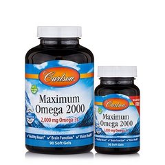 Максимум омега, Maximum Omega, Carlson Labs, 2000 мг, 90 + 30 капсул