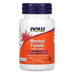 Метил Фолат Now Foods (Methyl Folate) 1000 мкг 90 таблеток купить в Киеве и Украине