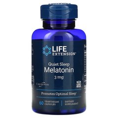 Life Extension, Мелатонін для спокійного сну, 3 мг, 60 рослинних капсул