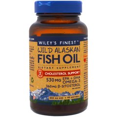Аляскинский риб'ячий жир, підтримка рівня холестерину, Wiley's Finest, 90 капсул в м'якій оболонці