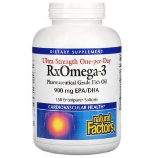 Ультра прочность RxOmega-3, Natural Factors, 150 желатиновых капсул купить в Киеве и Украине