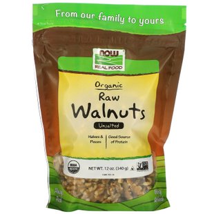 Сертифицированные органические сырые грецкие орехи несоленые Now Foods (Certified Organic Walnuts Raw Halves and Pieces) 340 г купить в Киеве и Украине