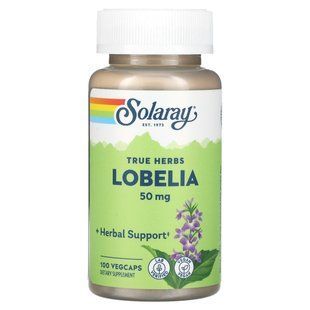 Solaray, True Herbs, лобелія, 50 мг, 100 капсул VegCap