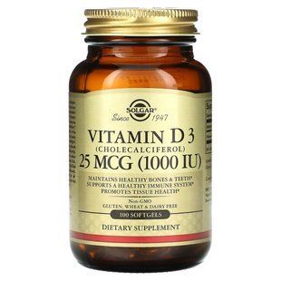 Vitamin D3 Solgar 25 mcg 1000 IU 100 capsules