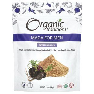 Organic Traditions, Мака для мужчин с пробиотиками, 5,3 унции (150 г) купить в Киеве и Украине