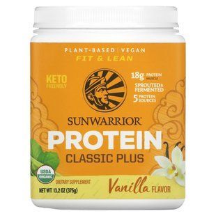 Classic Plus Protein, органический растительный, ваниль, Sunwarrior, 13,2 унц. (375 г) купить в Киеве и Украине