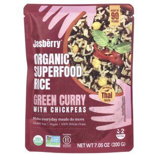 Jasberry, Organic Superfood Rice, Green Curry with Chickpeas, 7.05 oz (200 g) купить в Киеве и Украине